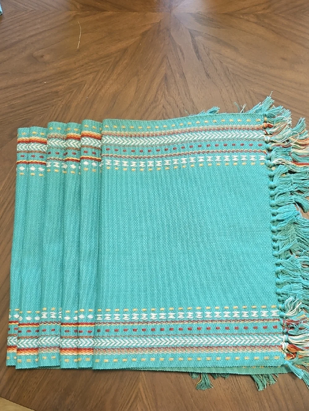 DII Design Imports Agate Blue Hacienda Striped Placemate And Napkin Set Of 6 Ea.